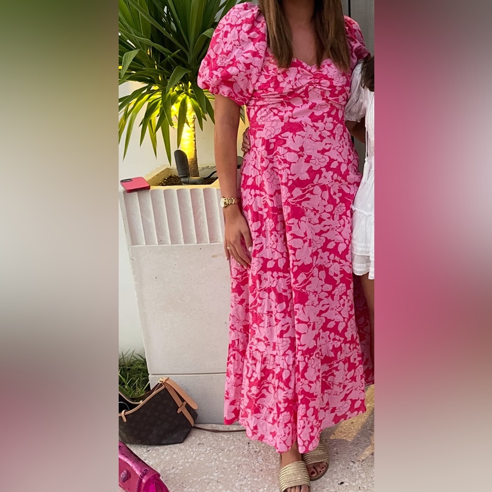 Vibrant Pink Floral Maxi Dress